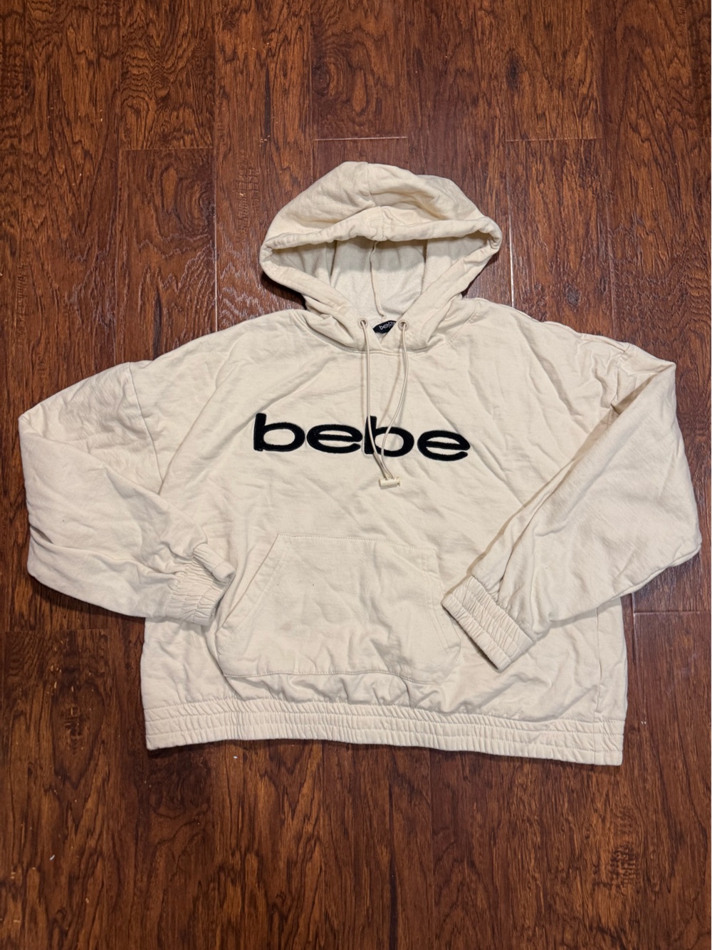bebe Cream Pullover Hoodie with Black Logo
